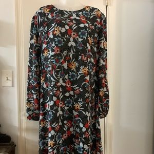 Beautiful Floral Print Long Sleeve Midi Dress, Worn Once